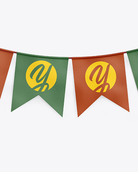 Textured Festive Flags Garland Mockup PSD #2