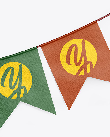 Textured Festive Flags Garland Mockup PSD #1