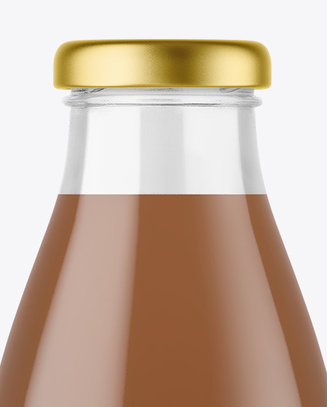 Clear Glass Bottle with Chocolate Milk Mockup PSD #1