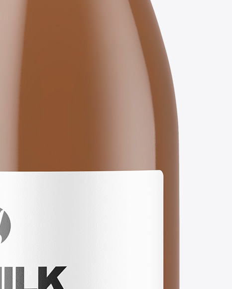 Clear Glass Bottle with Chocolate Milk Mockup PSD #6