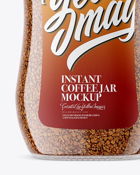 Instant Coffee Glass Jar Mockup grains granules 86685