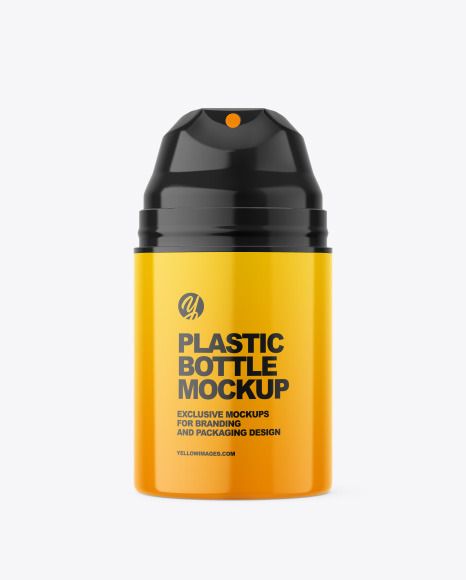 Glossy Plastic Bottle w/ Pump Mockup