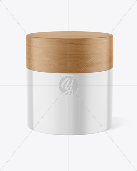 Gloss Cosmetic Jar with Wood Cap Mockup PSD #3