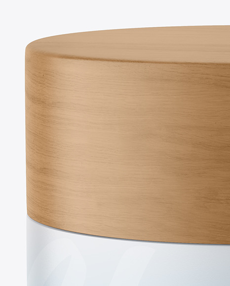 Matte Cosmetic Jar with Wood Cap Mockup PSD #2