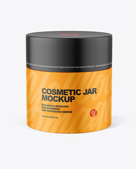 Matte Cosmetic Jar with Wood Cap Mockup PSD #6
