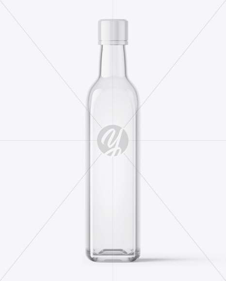 Empty Transparent Clear Glass Bottle Mockup   Front View PSD #3