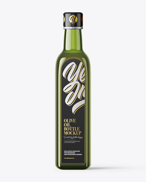 Green Glass Olive Oil Bottle Mockup