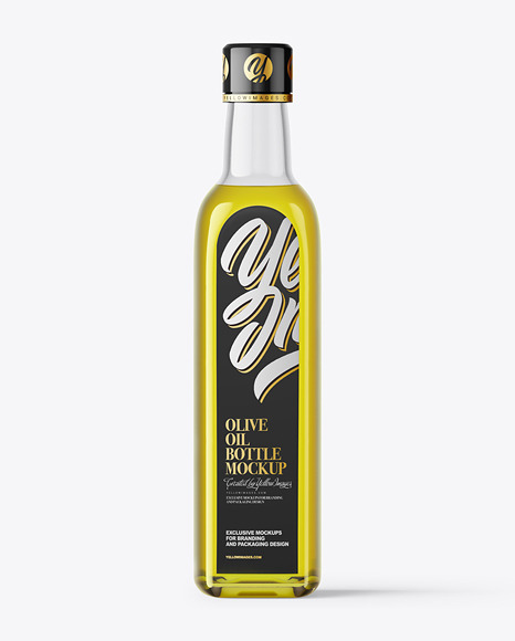 Clear Glass Bottle with Olive Oil Mockup PSD #2
