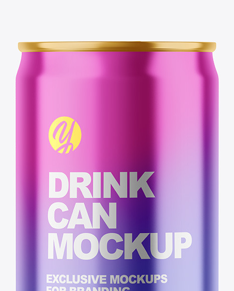 150ml Glossy Metallic Drink Can Mockup PSD #7