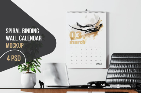 Spiral Binding Wall Calendar Mockup