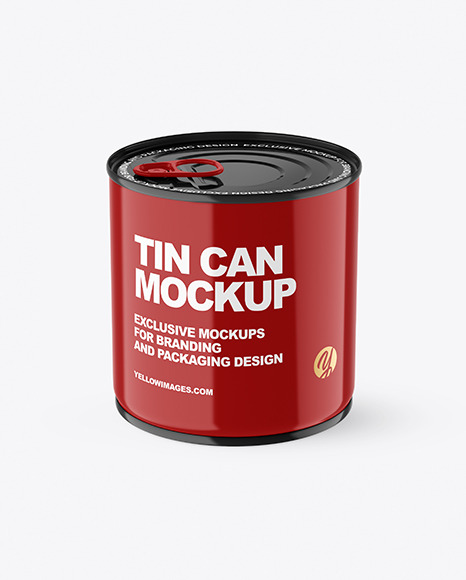 Glossy Tin Can With Pull Tab Mockup PSD #2