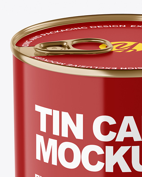 Glossy Tin Can With Pull Tab Mockup PSD #1