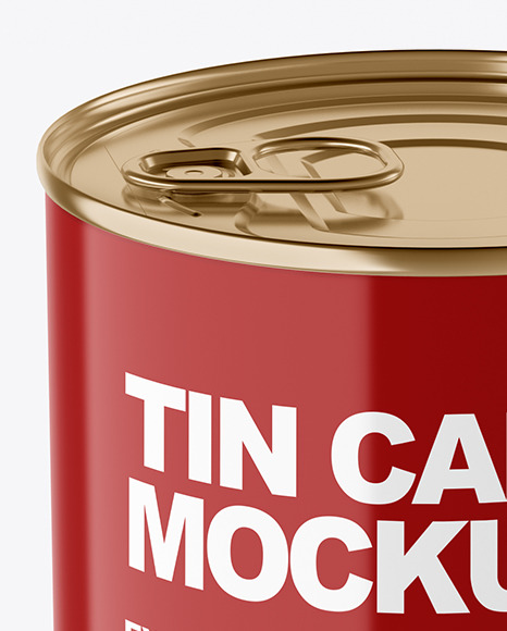 Glossy Tin Can With Pull Tab Mockup PSD #6