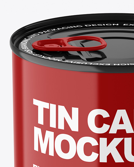 Glossy Tin Can With Pull Tab Mockup PSD #7