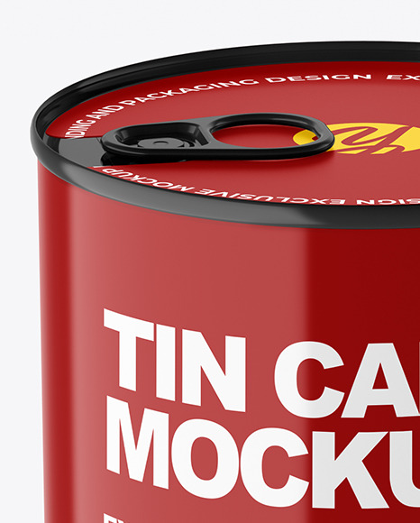 Glossy Tin Can With Pull Tab Mockup PSD #5