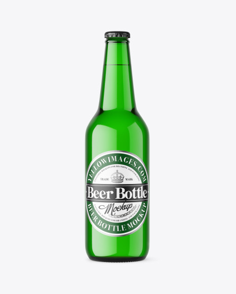 Green Glass Beer Bottle Mockup