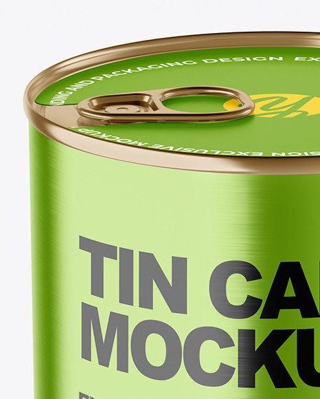 Metallic Tin Can With Pull Tab Mockup PSD #1