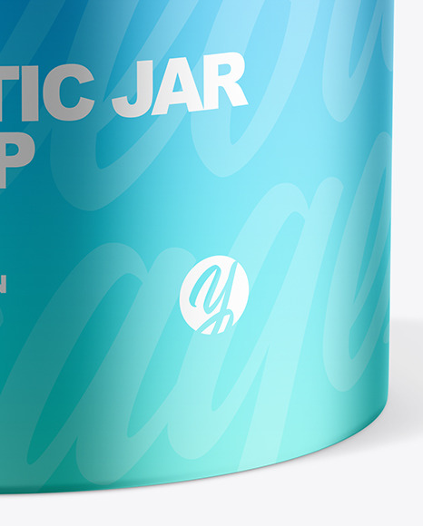 Metallic Cosmetic Jar with Wood Cap Mockup PSD #4