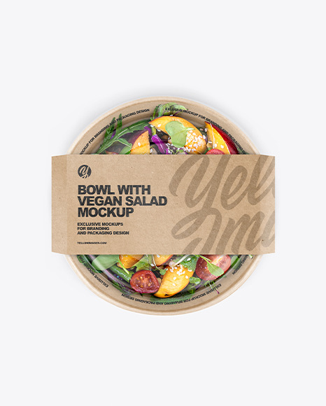 Paper Bowl With Vegan Salad Mockup container 86393