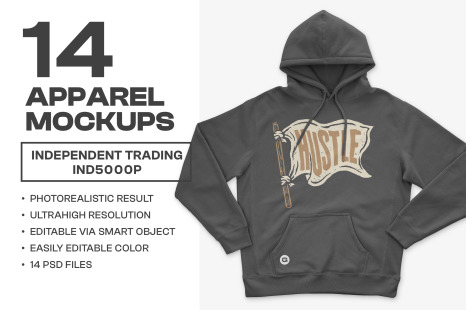 Independent Trading Co 5000 Heavyweight Hoodie Mockups
