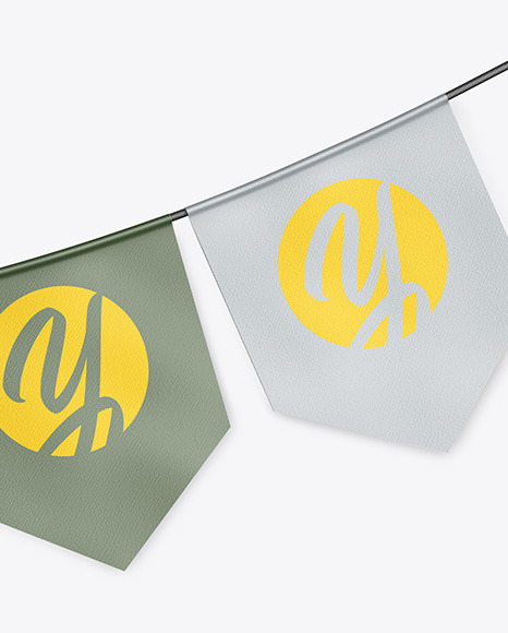 Textured Festive Flags Garland Mockup PSD #1