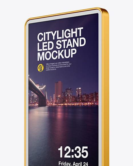 LED Citylight Metallic Stand Mockup PSD #2