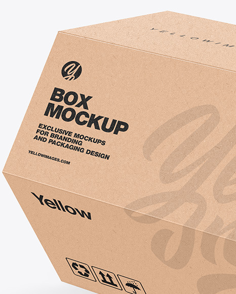 Hexagon Kraft Paper Box Mockup PSD #3