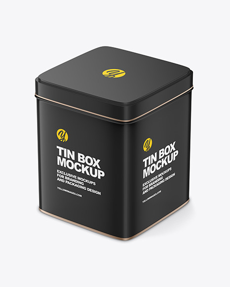 Glossy Square Tin Box Mockup