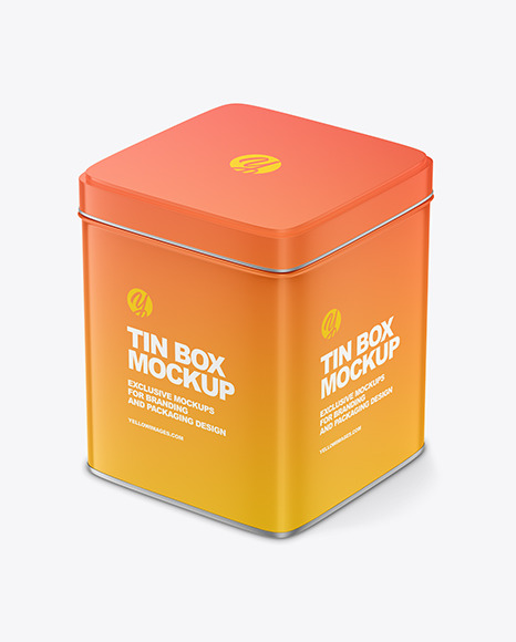 Glossy Square Tin Box Mockup PSD #2