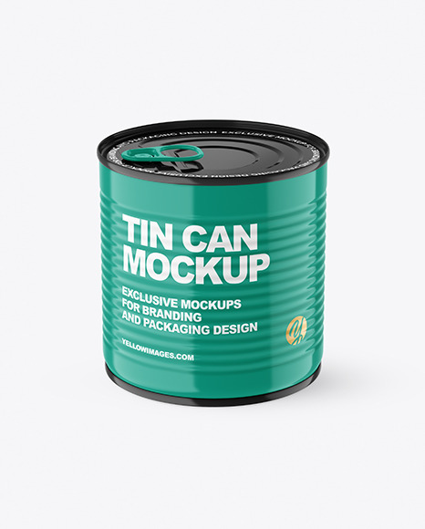 Glossy Tin Can With Pull Tab Mockup PSD #2