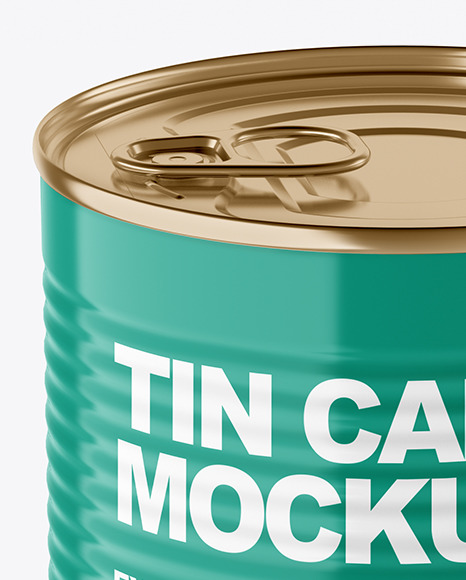 Glossy Tin Can With Pull Tab Mockup PSD #6