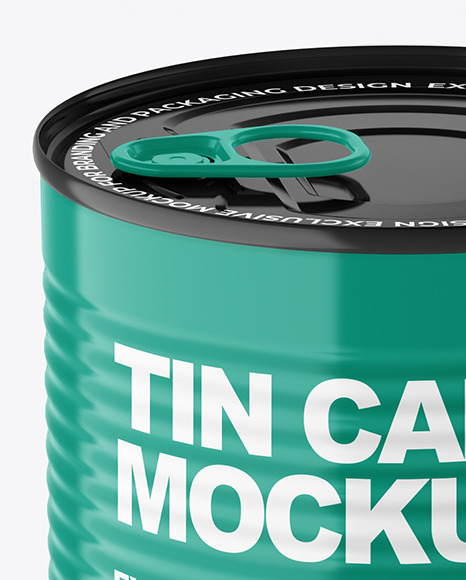 Glossy Tin Can With Pull Tab Mockup PSD #7