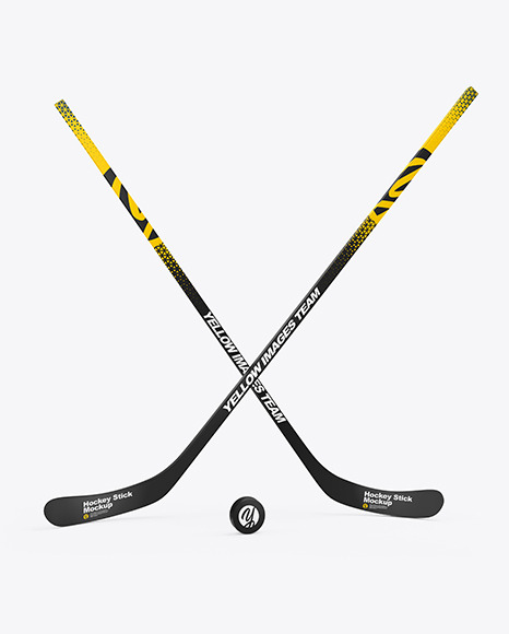 Matte Hockey Stiks &amp; Puck Mockup