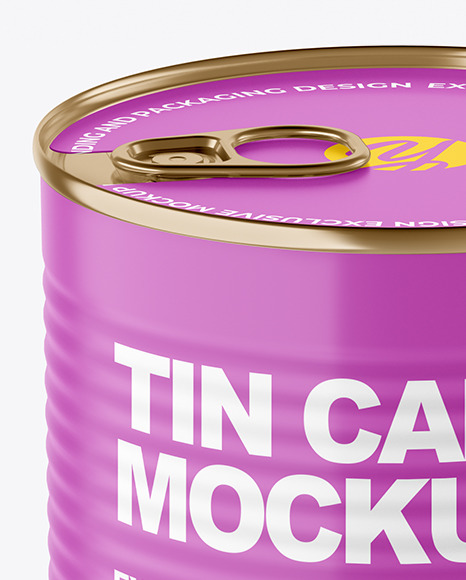 Matte Tin Can With Pull Tab Mockup PSD #1