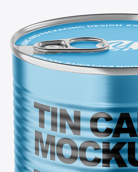 Metallic Tin Can With Pull Tab Mockup PSD #5