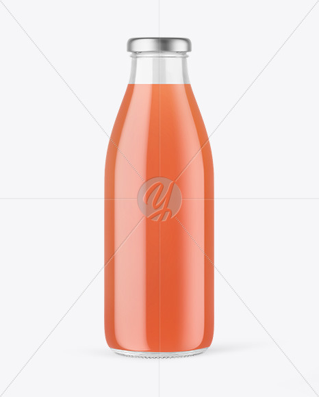 Clear Glass Bottle with Grapefruit Juice Mockup PSD #3