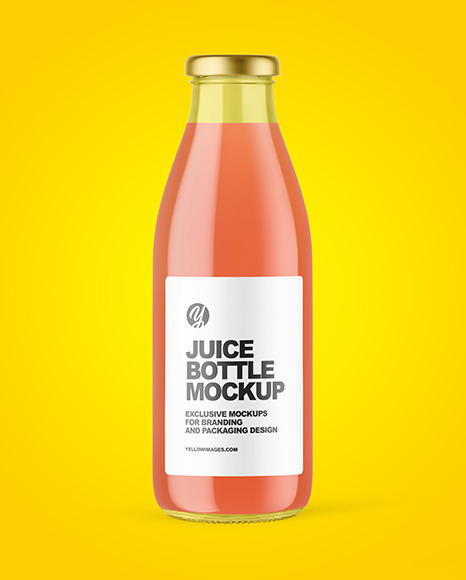 Clear Glass Bottle with Grapefruit Juice Mockup PSD #2