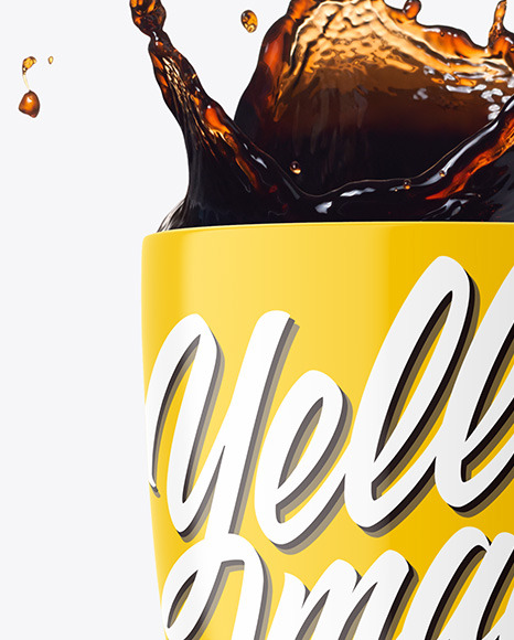 Glossy Mug w  Coffee Splash Mockup PSD #2