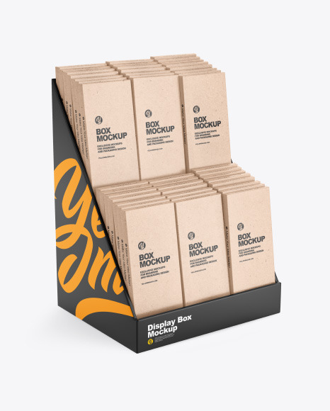 Display Box w  Boxes Mockup   Half Side View PSD #2