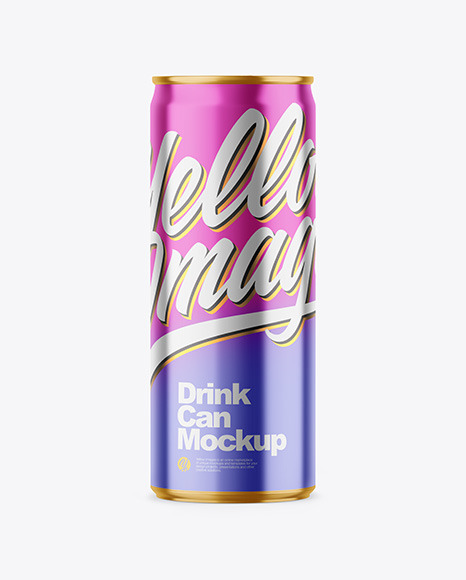 250ml Glossy Metallic Drink Can Mockup PSD #2