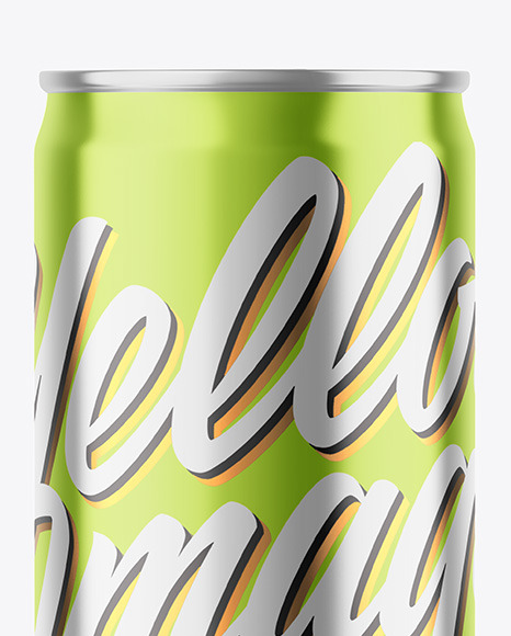 250ml Glossy Metallic Drink Can Mockup PSD #1