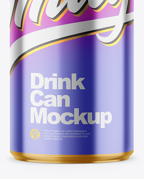 250ml Glossy Metallic Drink Can Mockup PSD #5