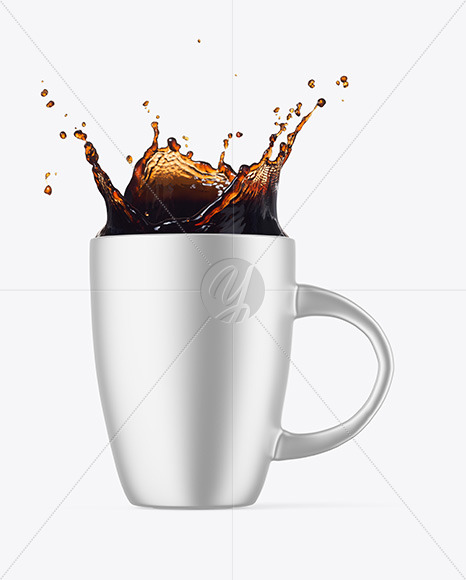 Metallic Mug w  Coffee Splash Mockup PSD #3