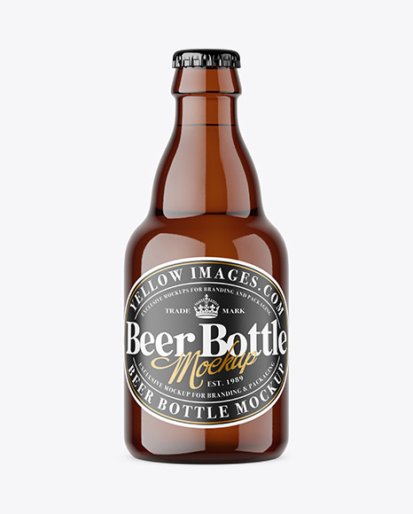 Amber Glass Beer Bottle Mockup