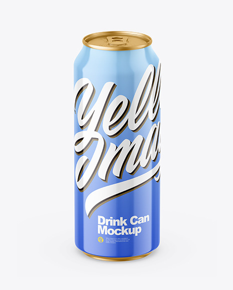 Metallic Drink Can w/ Glossy Finish Mockup
