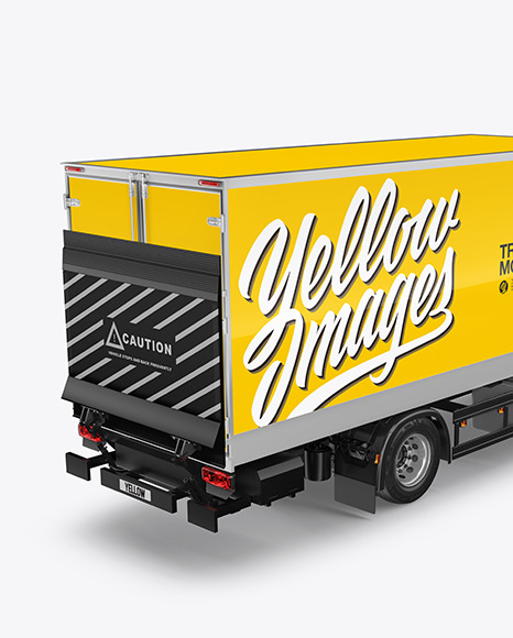 Box Truck Mockup   Back Half Side View PSD #1