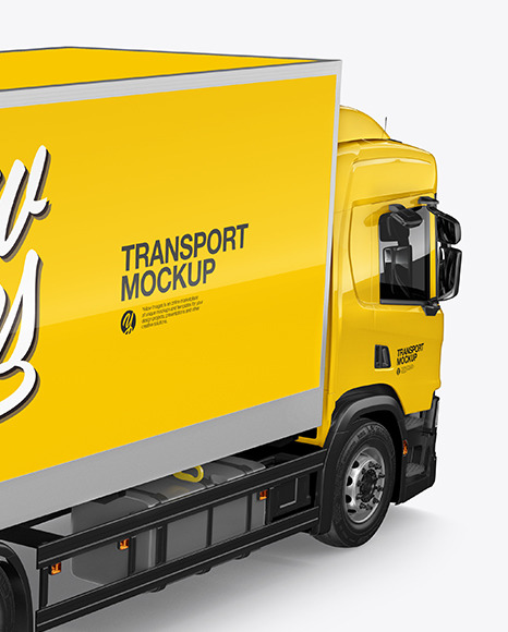 Box Truck Mockup   Back Half Side View PSD #6