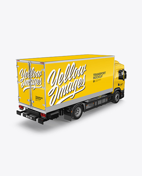 Box Truck Mockup   Back Half Side View PSD #7