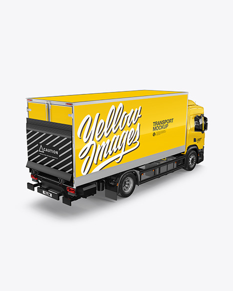 Box Truck Mockup - Back Half Side View