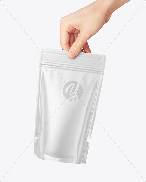 Glossy Stand up Pouch in a Hand Mockup PSD #3